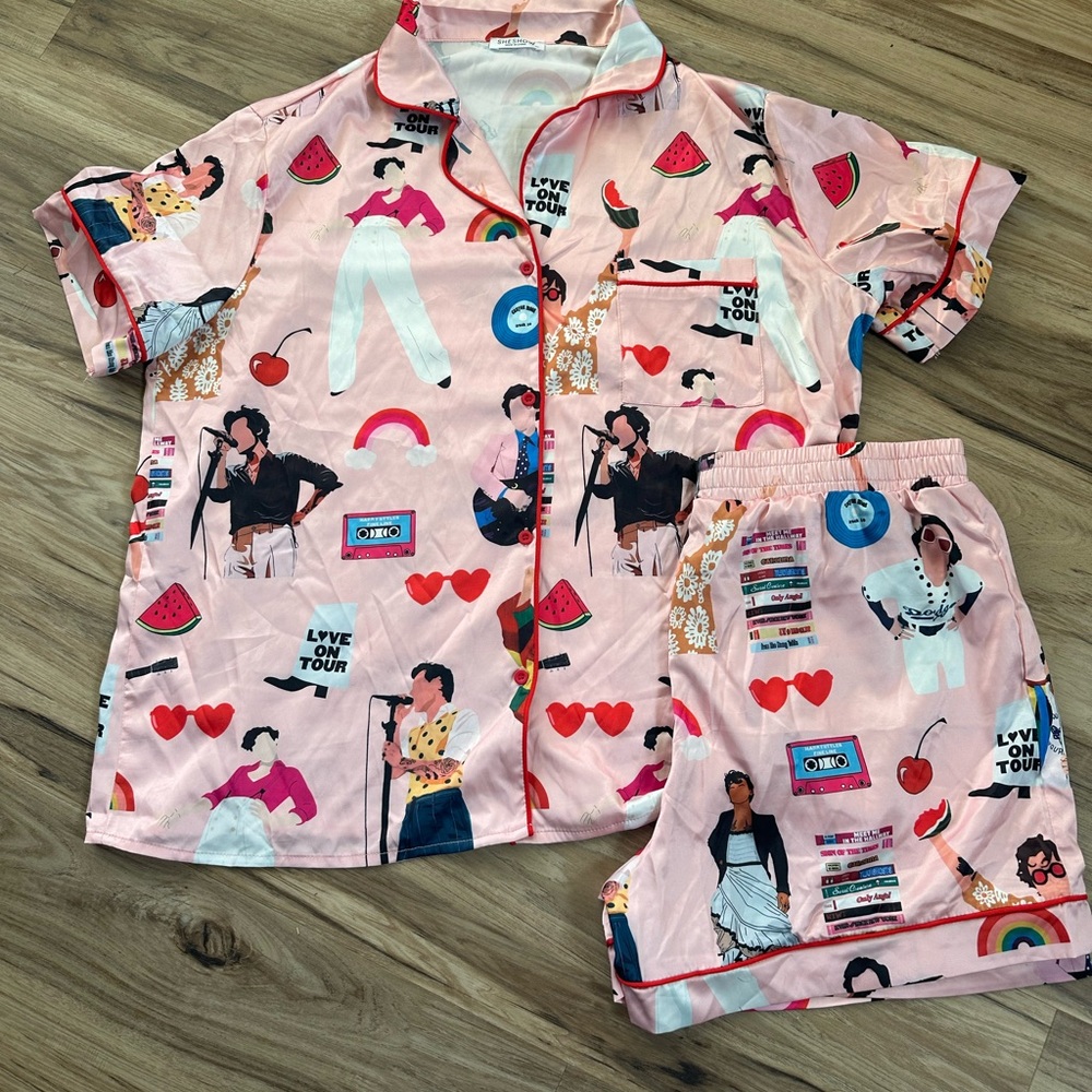 Harry Styles Print Silk PJs